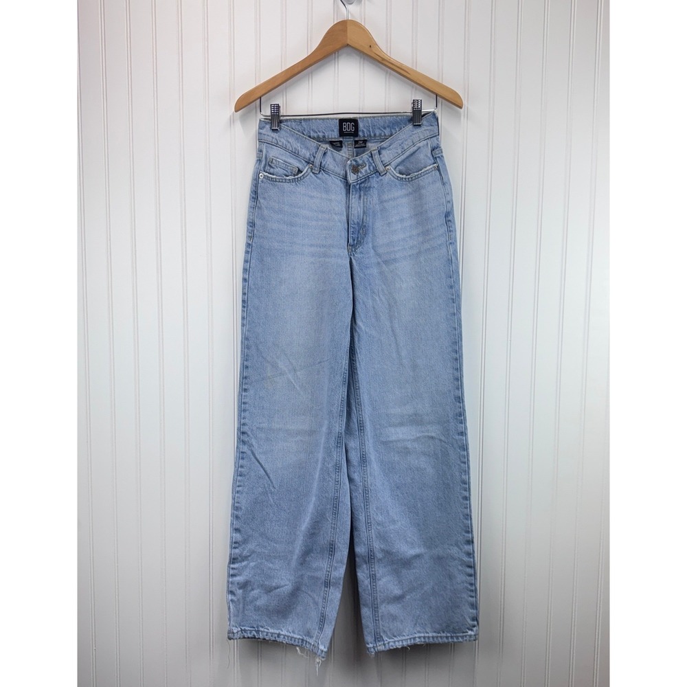 BDG Dipped V Flare Jeans Womens 26 Blue Light Wash High Rise Wide Leg Retro Y2K
